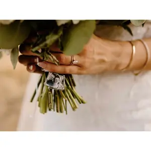 Personalized Wedding Keepsake Charms – Custom Photo & Message for Bouquet, Lapel, or Pocket