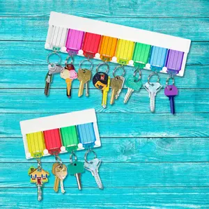 Colorful Key Tag Rack Combo, 4 Tag Rack and 8 Tag Rack Decor Set for Keys and Keychains