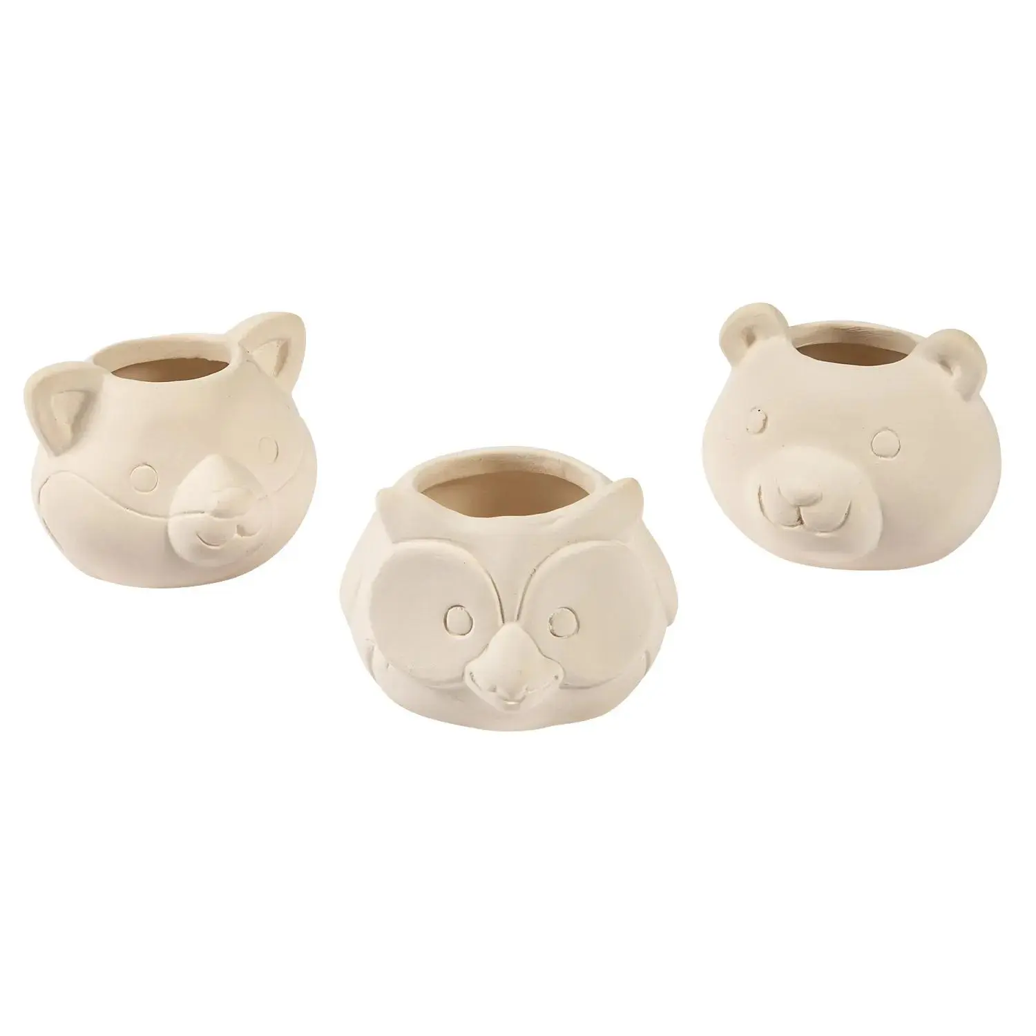 2 1/2" x 2" DIY Mini Ceramic Woodland Animal Planters - 12 Pc.