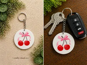 Cherry Bow Acrylic Keychain