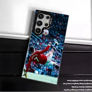 Casing For SAMSUNG GALAXY S22 S23 S24 FE ULTRA Ronaldo Black Silver Stylish Acrylic Shockproof Protection Anti-Drop Phone Cases Shell Cover football Cellphone Protector Screen Protector Protective Smartphone