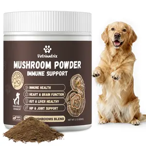 Vetriuntrix Turkey Tail Mushroom Powder for Dogs and Cats, Organic 10 Mushroom Blend for Lumps and Bumps, Dogs and Cats Herbal Supplements Probiotic with 50% β-glucan, Immune Gut Skin Joint support-30 Day Supply