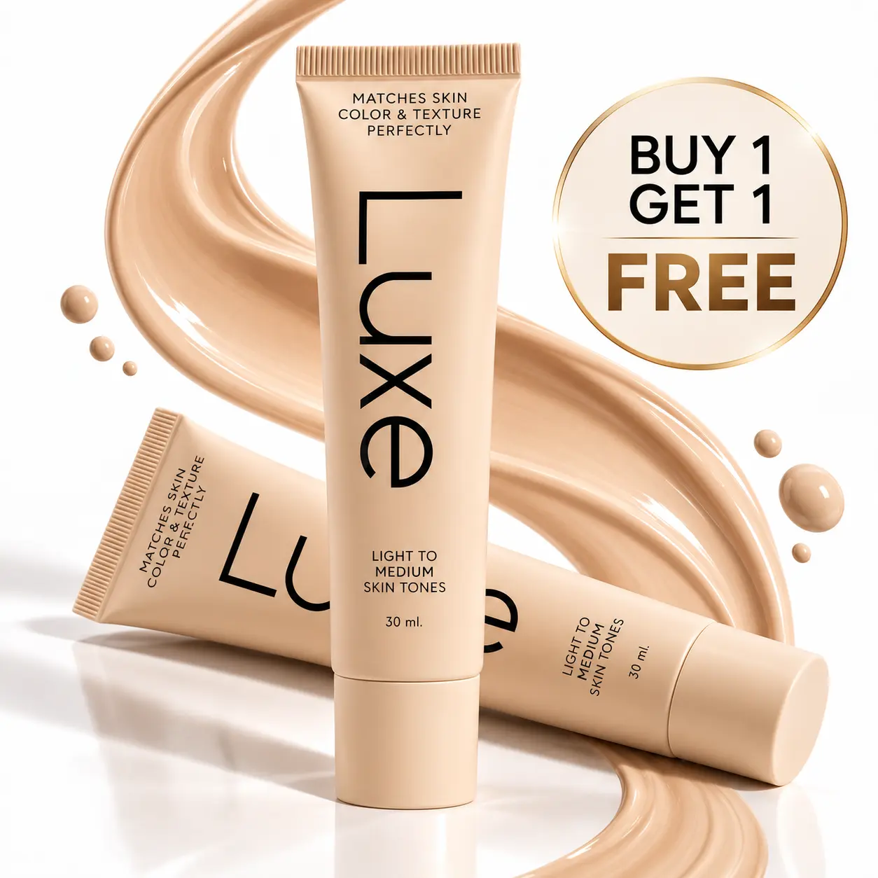Buy 1 Get 1 Free Luxe Color Changing Liquid Makeup Foundation & Concealer - 30ml, Lightweight, 12-Hour Wear, Buildable Coverage, Matches Light to Medium Skin Tones' Color & Texture, Ideal for Natural Look, Cosmetic tone color-changing,sohochic