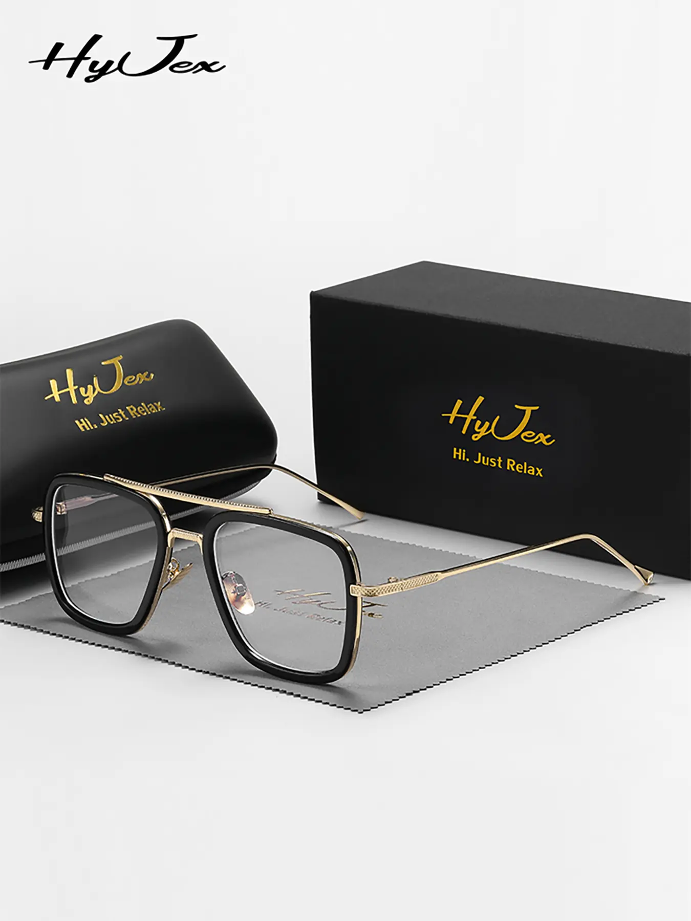 HyJex 1 Piece Unisex Full Frame Plano Glasses，High Definition Frog Frame Plano Glasses，Quiet Luxury, Exuding Confidence
