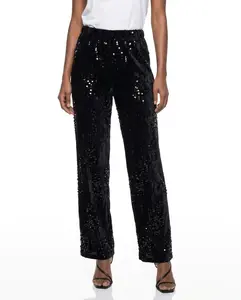 Black Velvet Sequin Cropped Trousers