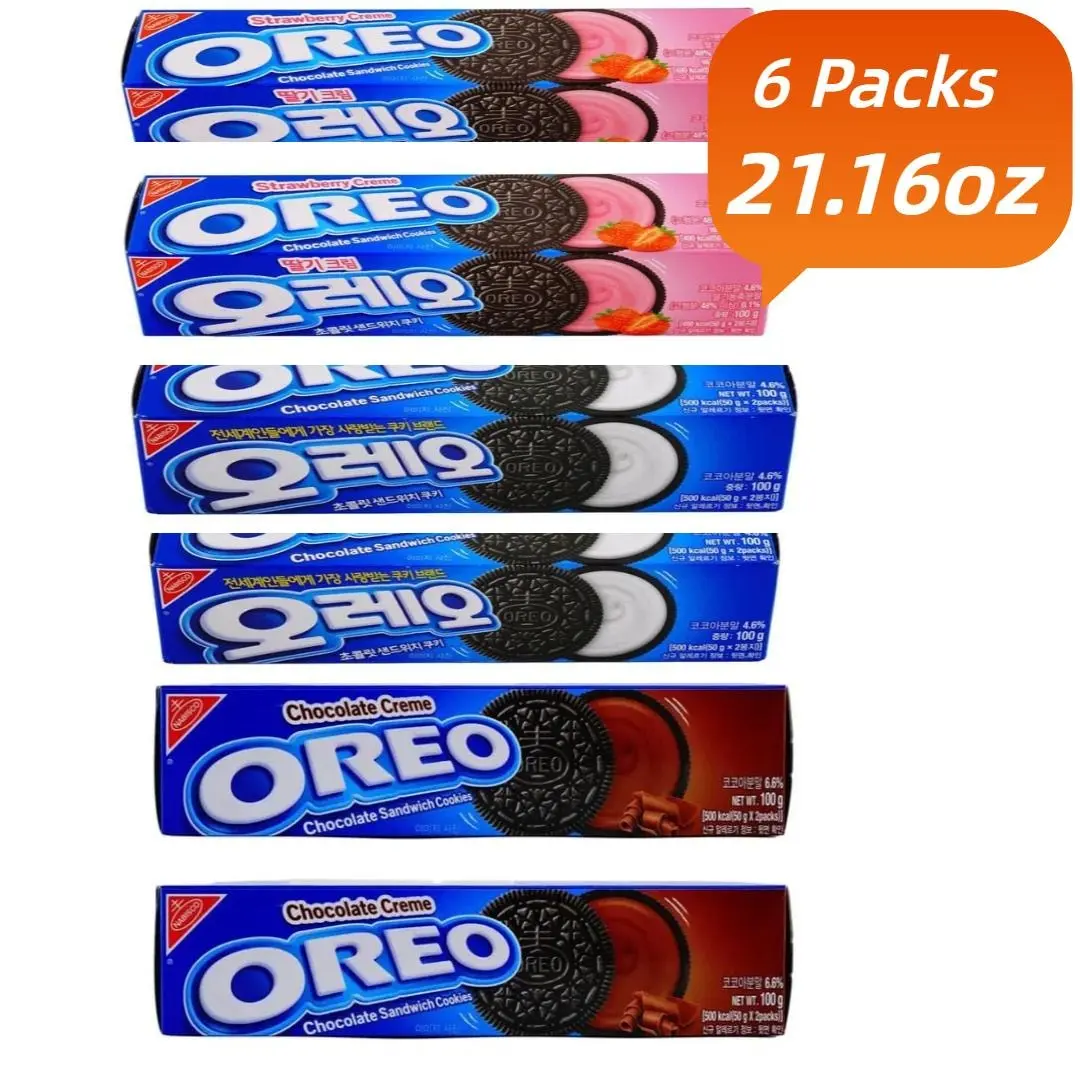 Oreo Korea [6Packs]Oreo Cream Sandwitch Cookies, Strawberry 2Packs+Chocolate 2Packs+Original 2Packs, 3.53oz/Pack