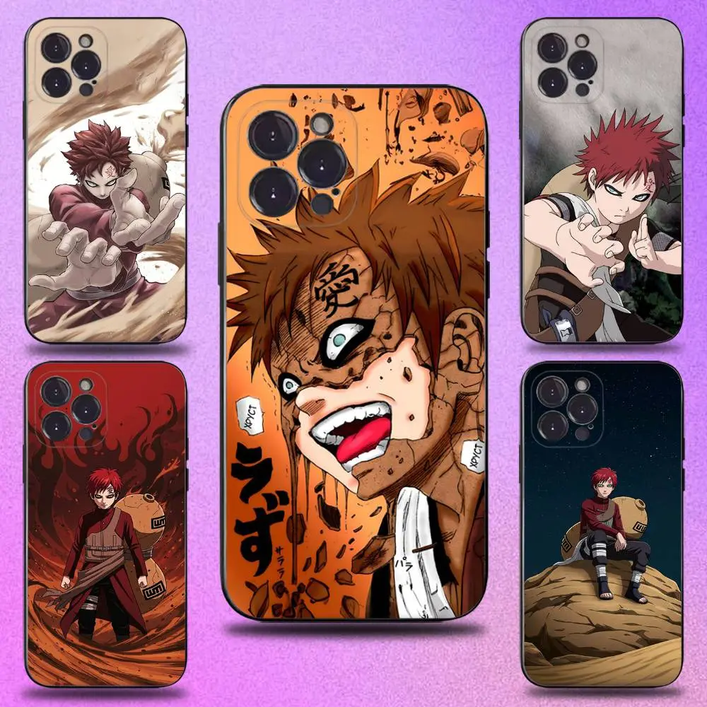 Anime Gaara Art Soft Silicone-Polycarbonate Black Smartphone Case - Compatible with iPhone 17,16,15,14,13,12,11,XS,X,XR,SE,Mini,8,7,Plus,Pro Max - Mobile Phone Accessory