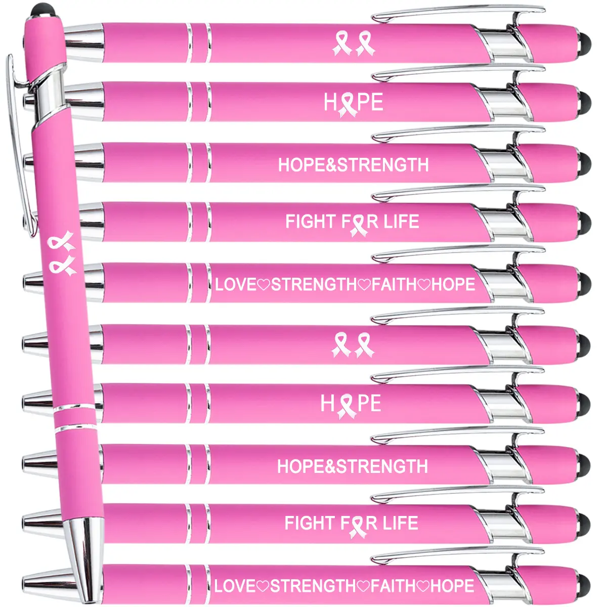 10 breast cancer awareness Ballpoint pens, engraved with quotes, charity fundraising gifts, schools, parties, public awareness campaigns, Christmas and Halloween gifts, Office Stationery Supplies (pink) Ballpoint Pen Set