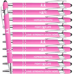 10 breast cancer awareness Ballpoint pens, engraved with inspirational quotes, charity fundraising gifts, supporters, schools, parties, public awareness campaigns, Christmas and Halloween gifts, Office Supplies (pink) Ballpoint Pen Set