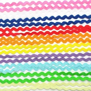 50yards Multi-Colors 5mm Wave Bending Fringe Trim Ribbon for Clothes Dress Sewing Flower Making Home Party Wedding Decoration Lace Craft Supply