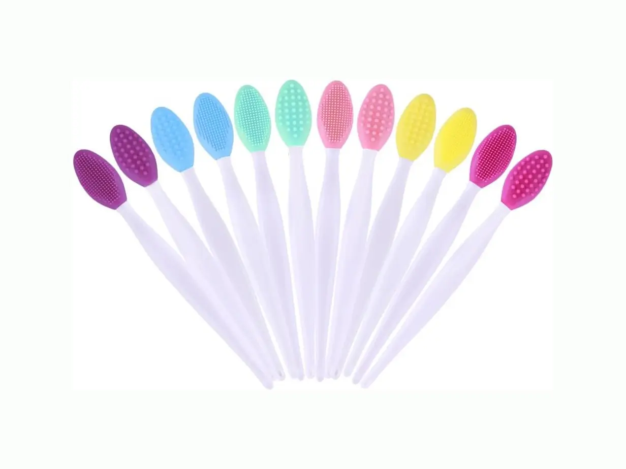 12 Pcs Pore Scrub Brush Set Lip Exfoliator Silicone Face Cleansing Brush Double-Sided Design for Lip & Nose Clean Blackhead Removal Brushes