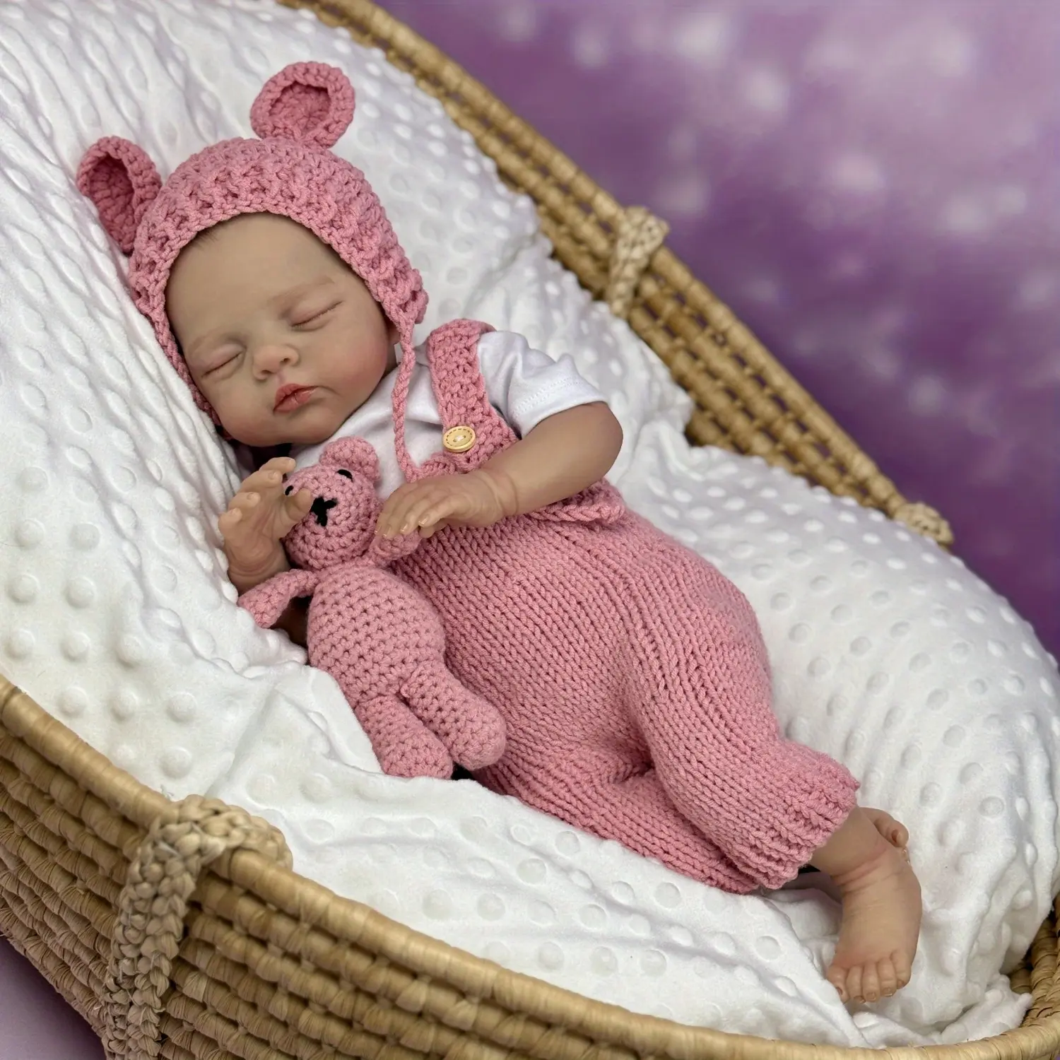 GUESSBELLY 48 CM Reborn Baby Doll Toys For Girl Vinyl Limbs Cloth Body Asleep Baby Doll with Knitted Suit Birthday Gift Play House Toy