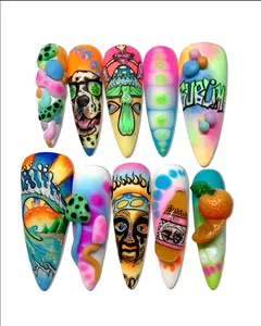 Psychedelic spring vibes 1/1 custom nail set — bold, trippy, and totally unique/ Nail Art Satamiis Psychedelic spring vibes 1/1 custom nail set — bold, trippy, and totally unique/ Nail Art Satamiis