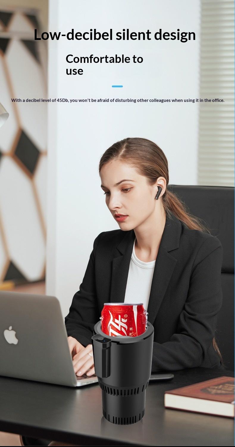 Recent smart temperature-controlled cup with TEC cooling and heating technology. Cools in 15 mins to 2-7°C, heats in 8 mins to 58-70°C. Portable, quiet, compatible with various containers. Ideal for car, office, home, and outdoor use.