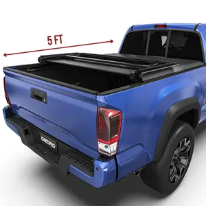[Fits 2016-2023 Toyota Tacoma] 5 FT Bed, Soft Tri-fold Truck Bed Tonneau Cover, Fleetside Track Rail System Heavy Duty Viny, Waterproof Dual Coated 24oz Marine Grade