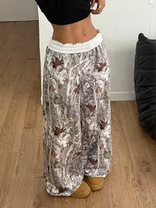 Women's Long Pants Sweatpants Campus Style Young High School Students Casual Fashion Trendy Sports Natural Versatile Texture Comfortable Branch Print Casual Sporty Trousers
