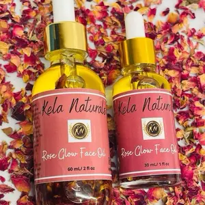 Kela Naturals Rose Glow Facial Oil - Rosehip, Jojoba & Argan Oil Hydrating Nourishing Brightening Serum for Dry Skin, Daily Skincare with Vitamin E for Glowing Skin Firming Deep Hydration Cleansing