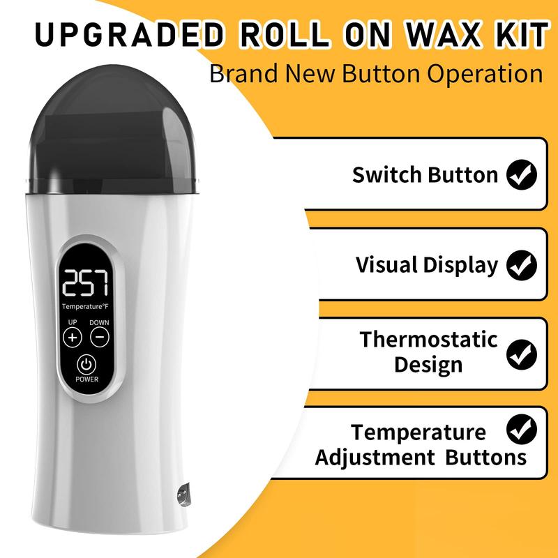Roll-On Waxing Kit for Women, Digital Wax Warmer & Refill Set for Smooth At-Home Hair Removal, Gentle Body Care
