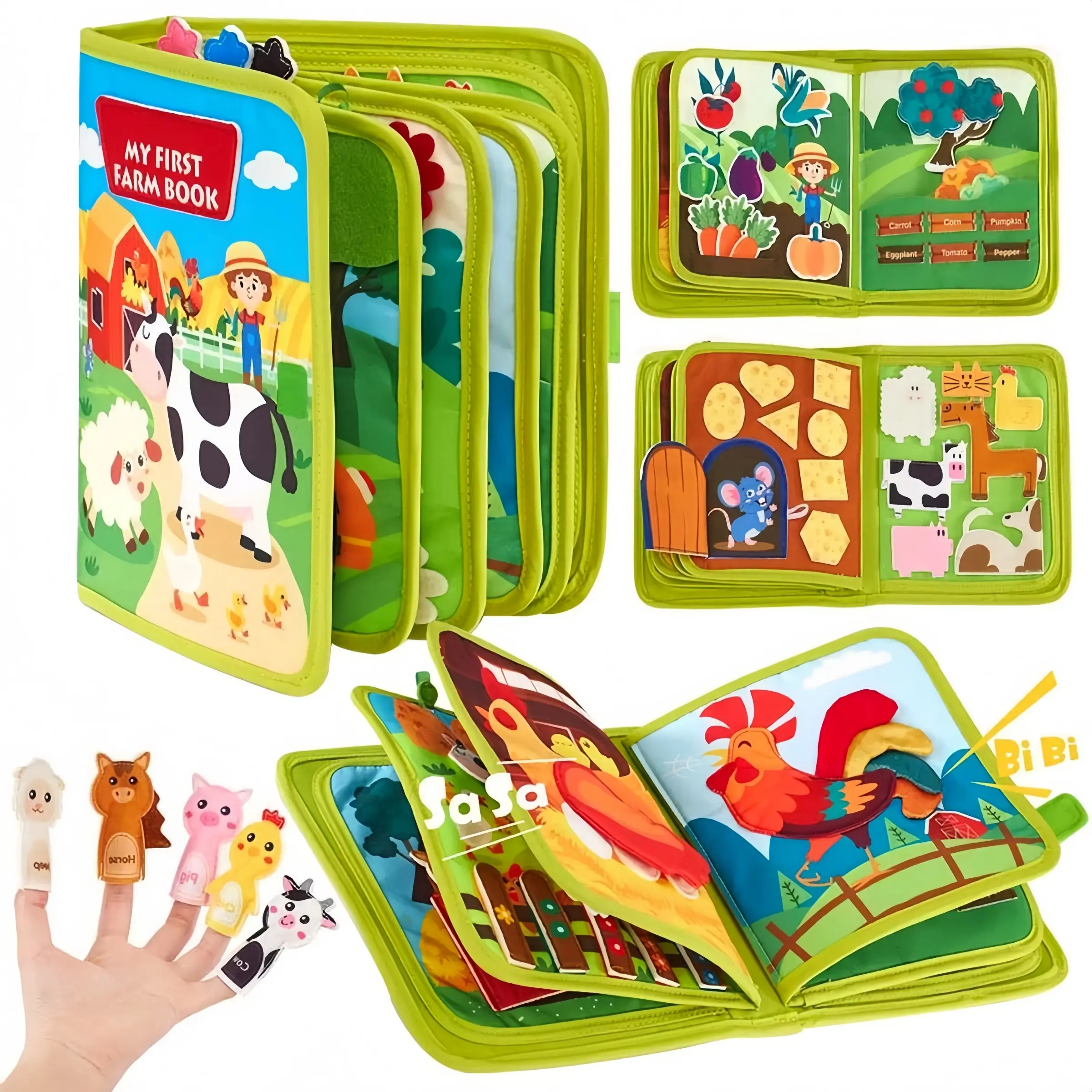My First Educational Farm Busy Book for Toddlers - Montessori Quiet Book with 18-in-1 Activities, Fine Motor Skills & Preschool Cognitive Development Toy, Travel Learning Sensory Book with Matching & Sorting Games