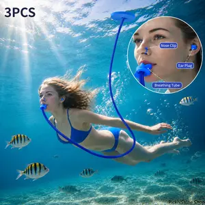 The diving set includes a nose clip and earplugs.  Diving Snorkel, Anti-Choke Single and Dual Head Respirator, Silicone Material, Leak-Proof Underwater Training Gear, Snorkeling Gear, Suitable for Beginners and Adults