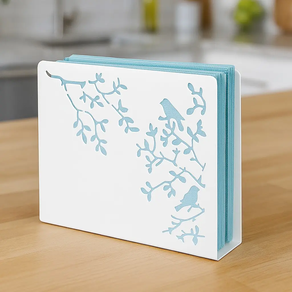 Mango Steam Tabletop Songbird Napkin Holder for Home, Steel Kitchen Tableware