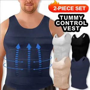 1/2PCS Men's Compression Shirts,Tummy Control Gynecomastia Shapewear Seamless Moobs Undershirt Body Shaper Vest,Sleeveless Crew Neck