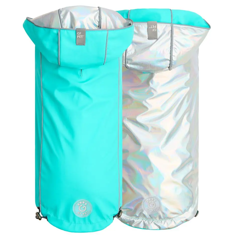 Reversible Dog Raincoat - Neon Aqua