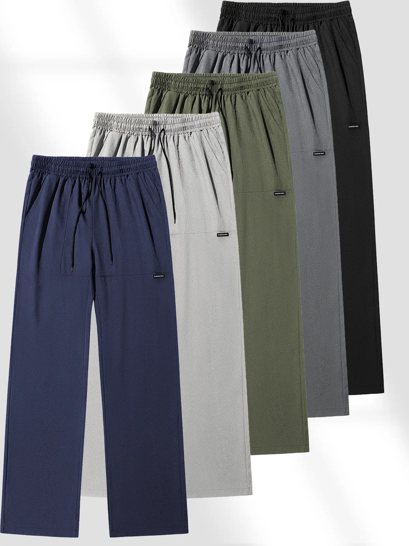 Men's 5-Pack Lightweight Baggy Sweatpants Drawstring Elastic Waist Letter-Accented Unisex Athleisure Pants for Gym All Seasons, Athleisure Outfits, Polyester Blend, Letter Accents, Everyday Wear, Drawstring Wide-Leg Men's Pants, Aesthetic