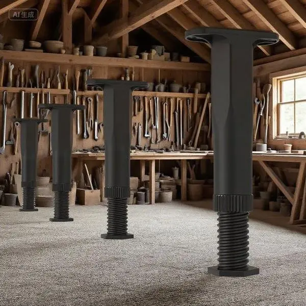 4 Pcs Adjustable Heavy-Duty Steel Floor Support Furniture Legs (8.3"-14.5") with 48 Pcs Bolts, Tool-Free Easy Installation for Most Bed Frames Center Slats, Dressers & DIY Furniture Repairs