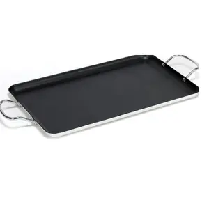 20-Inch Non-Stick Double Burner Griddle Pan for Gas Stove – Flat Tawa, Heavy Duty Cookware, Easy Clean Surface, Black Cookware