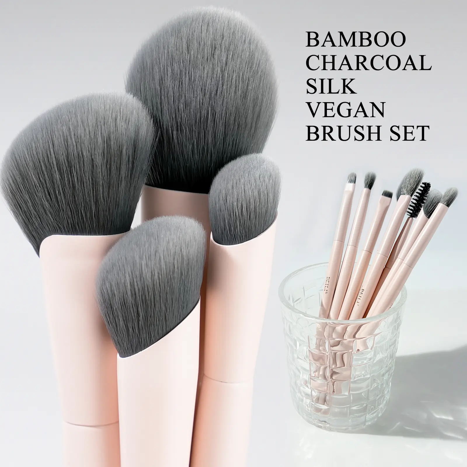 BEILI Makeup Brushes Set, 12-Piece Kit with Soft Vegan Corn Silk & Antibacterial Bamboo Charcoal Bristles for Face, Eye & Sensitive Skin