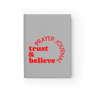 Light Gray Lined Prayer Journal - Trust & Believe Theme, 5"x7" Size, 128 Ruled Pages, Matte Cover, QR Code Link for Before Bed Daily Prayers, Comfortable Writing Office Stationery Notebook
