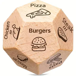 Dice, Date Night Dice for Couples, Fun Night Dating Decision Dice, Natural Wooden Couple Dating Fun dice, Love Dice, Food Decision Dice, Date Ideas for Couples Dice, Interactive, Unique, Steak, Burgers, Chicken
