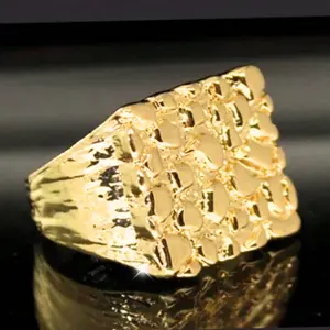 14k Gold Plated Nugget Ring for Men – Wedding & Engagement Jewelry | Viral Jewelry TikTok Statement Jewelry