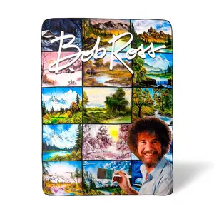 Bob Ross Oversized Fleece Sherpa Throw Blanket | 54 x 72 Inches Bob Ross Oversized Fleece Sherpa Throw Blanket | 54 x 72 Inches