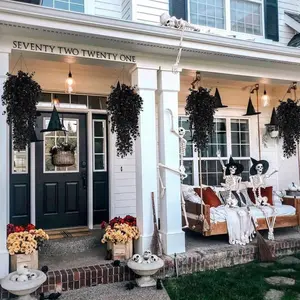 2 Pack Black Hanging Eucalyptus Artificial Greenery with UV Protection - Simulation Plastic Vines for Outdoor Walls, Patios and Indoor Decorations,  Porch Wreath/Halloween decorations