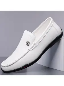 Men's One-Step Business Leather Shoes, Casual Lazy Loafers, Simple Versatile Formal Slip-Ons, Fashionable Daily Wear, All Seasons, Classic Slip On