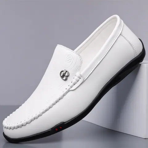 Men's One-Step Business Leather Shoes, Office Shoes, Casual Lazy Affordable Loafers, Simple Versatile Formal Slip-Ons, Fashionable Daily Wear, All Seasons, Classic Slip On