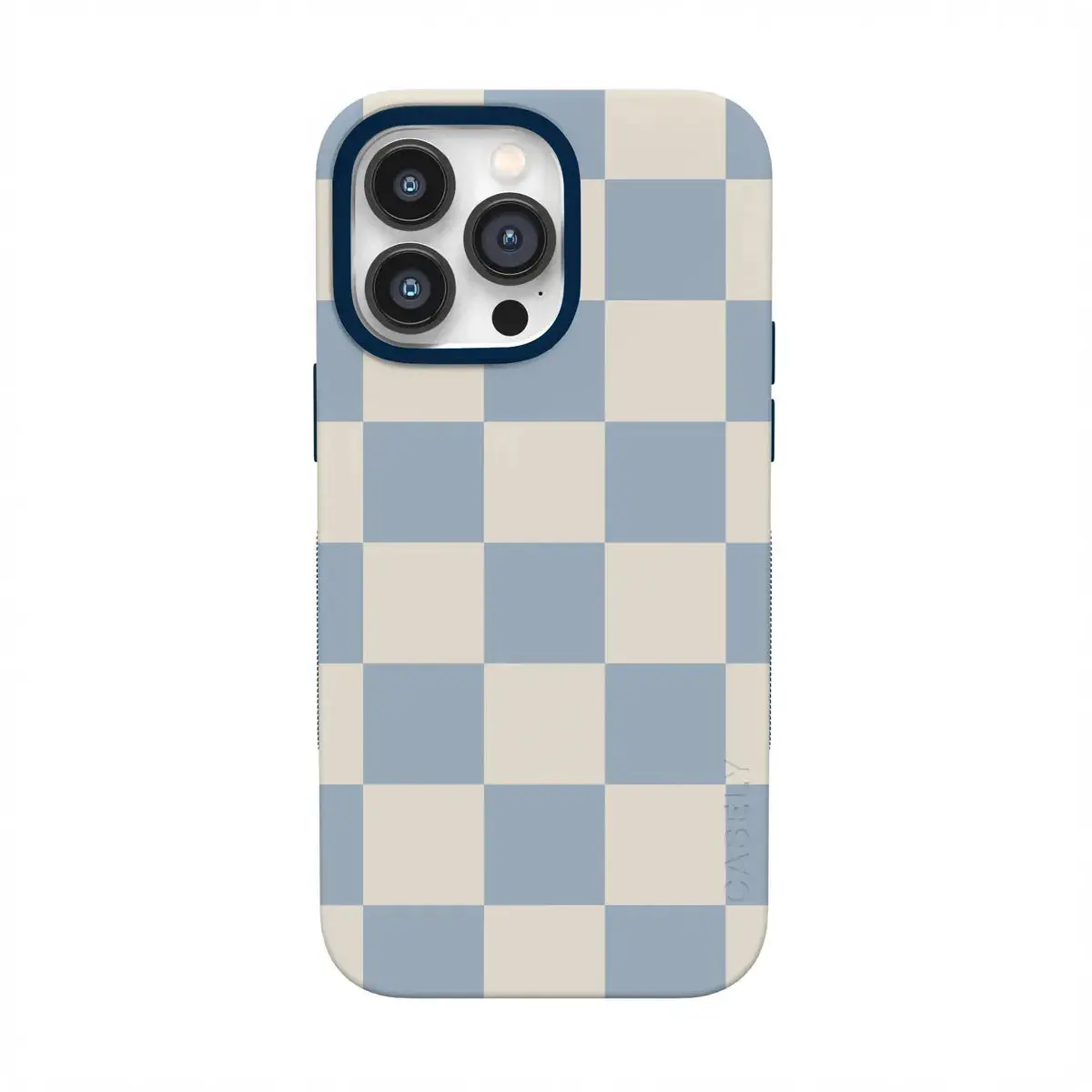 Casely iPhone 14 Pro Case | Fit Check | Light Blue Checkerboard  | Bold Protective Design | Compatible with MagSafe