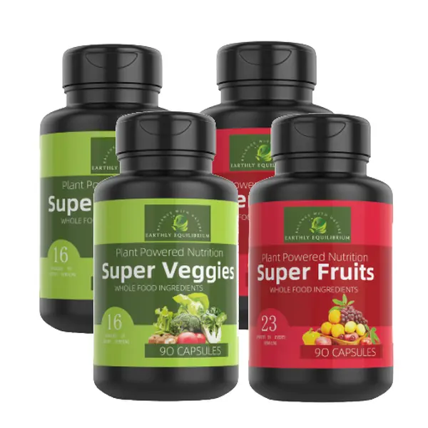 Earthly Equilibrium All-Natural Dietary Supplement with Fruits & Veggies for Vitamins & Energy Support - 60-Day Supply Healthcare Edible Fitness wholefood multivitamin
