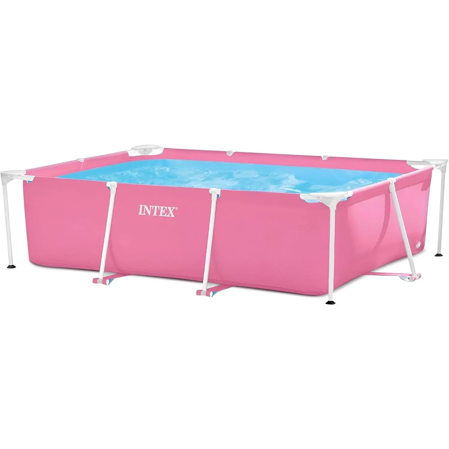 INTEX Metal Frame 7 ft x 5 ft x 23.5 in Above Ground Pool Set, Rectangular Swimming Pool with Steel Frame