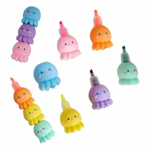 Best Selling 2024 School School Supplies 6-Piece Colorful Octopus Shape Highlighter Set, Soft Highlighter Set Cute Silicone Octopus Highlighter Suitable for Adults Children Students Writing Graffiti School Office Supplies