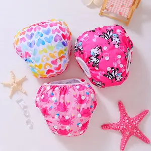 3-Pcs Swimming Diaper, Baby & Toddler Snap One Size Reusable Adjustable Swimming Diaper, Baby Shower Gifts, Baby Girls Swimming Nappy Diaper, Christmas