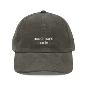 Need More Books Olive Green Vintage Corduroy Cap | Book Lover Hat