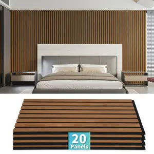 【New】Art3d  20-Pack High-Quality MDF Wood-Look 3D Wall Panels, 24" x 12",Covers 40 Sq.Ft., DIY Acoustic Grille Panels for Wall & Ceiling