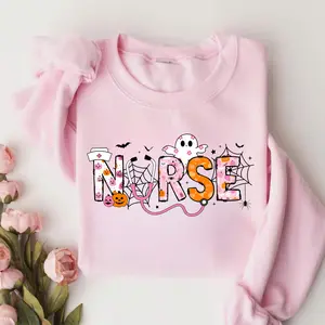 Spooky Nurse Halloween Shirt or Sweatshirt, Cute Nursing Graphic Top, Funny Nurse Life Tee Pullover, Soft Cotton Halloween Gift for Nurses