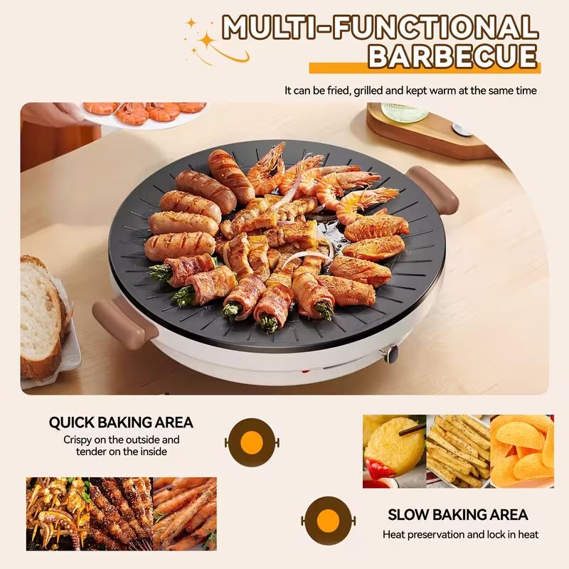 TANLOOK Smokeless Non-Stick Electric Griddle, Compact Indoor Grill & Frying Pan for Pancakes, Burgers, Steaks - Aluminum, 120V, Plug Powered