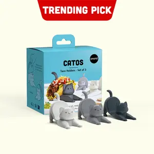 OTOTO Catos Taco Holder Set of 3 - Adorable Cat-Shaped Taco Shell Holders, Perfect for Taco Night & Kitchen Decor, Durable Food-Safe Materials, Fun Kitchen Gadgets, Ideal Gift for Cat Lovers & Foodies
