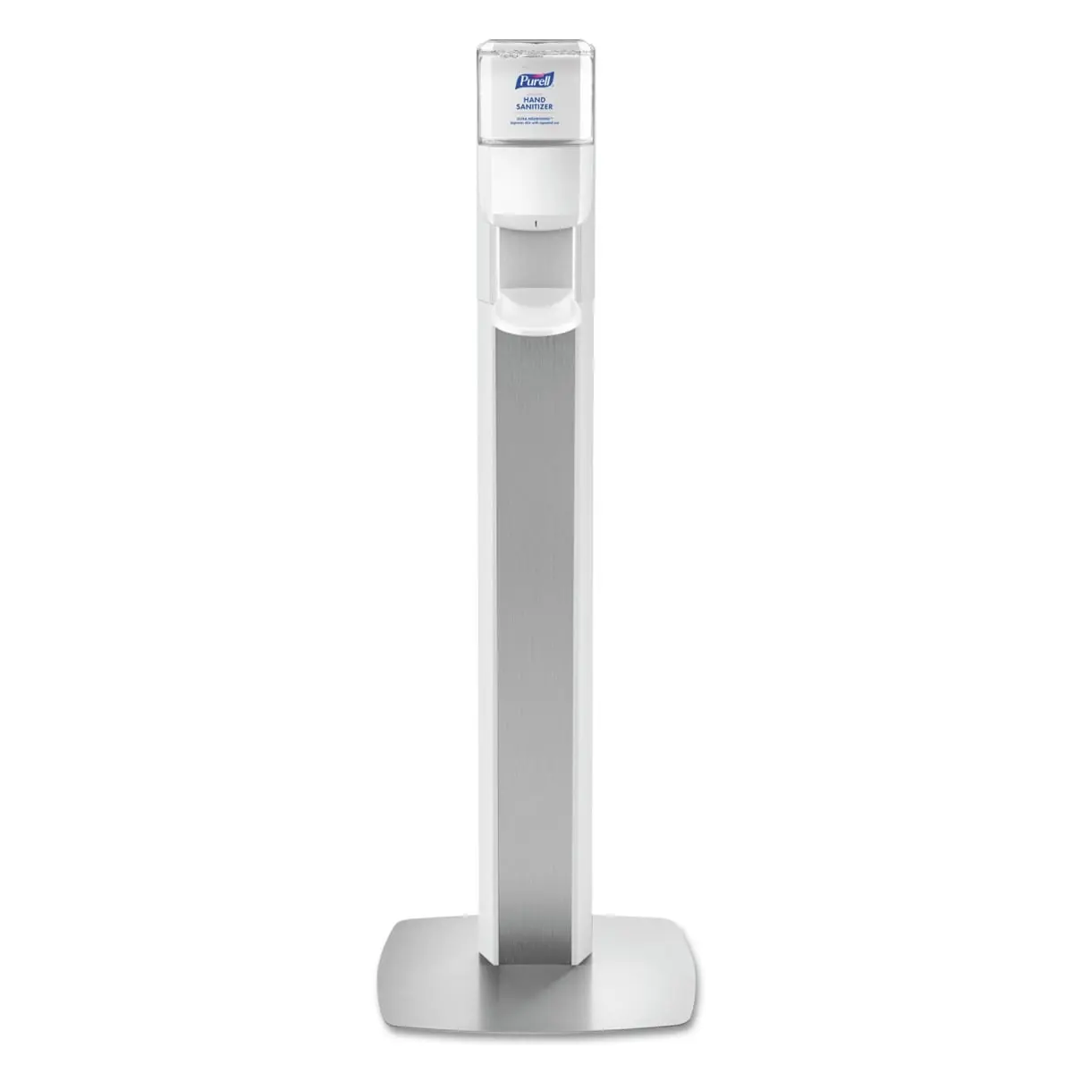 GOJO GOJ7306DSSLV Lightweight Plastic Hand Soap Dispenser with 1200 ml ES6 Silver & White Floor Stand