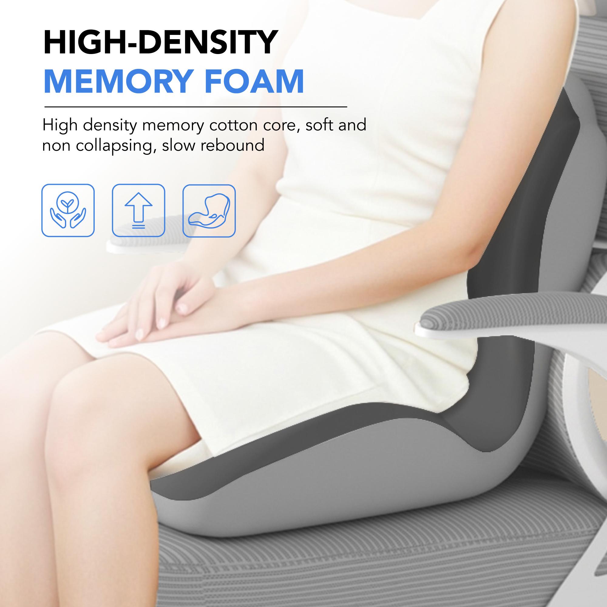 Ergonomic Memory Foam Seat Cushion with Lumbar Waist Support - Personalized Office Chair Cushion for Supportive Sitting, Stress Relief, Soft Cover for Home, Office Use